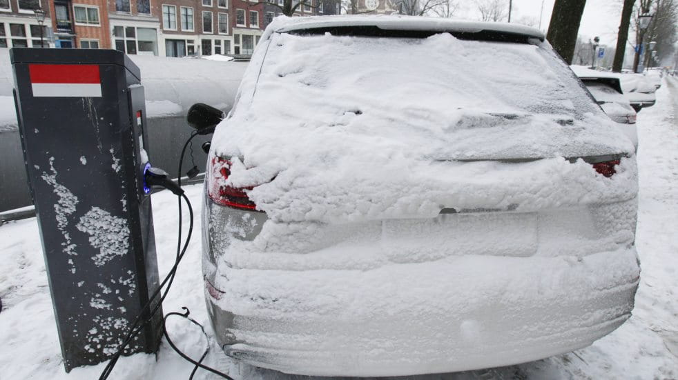 snow covered ev charging